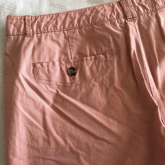 Dockers Bermuda Shorts Women’s 16 Golf Orange Seersucker Stripes Classic Modest - Picture 7 of 8